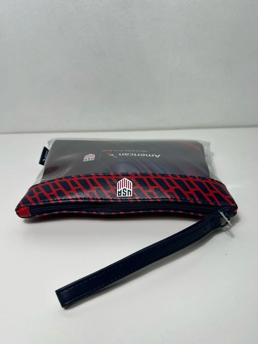 American Airlines FIFA Team USA World Cup Amenity Kit Clear Wristlet Bag Purse